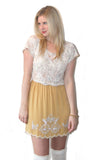 Champagne & Strawberry Embellished Lace Mix Dress